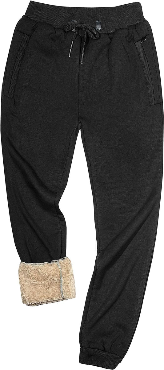 Mens Winter Warm Sherpa Lined Active Thermal Jogger Fleece Sweatpants Pant