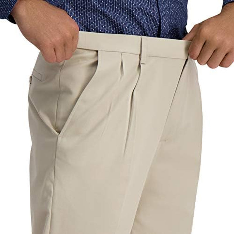 Men'S Iron Free Premium Khaki Classic Fit Pleat Front Expandable Waist Casual Pant (Regular and Big & Tall Sizes)