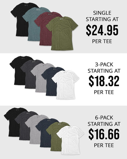 Mens T Shirt Packs - Short Sleeve Crew Neck Soft Fitted Tees S - 4XL Fresh Classic Tshirts