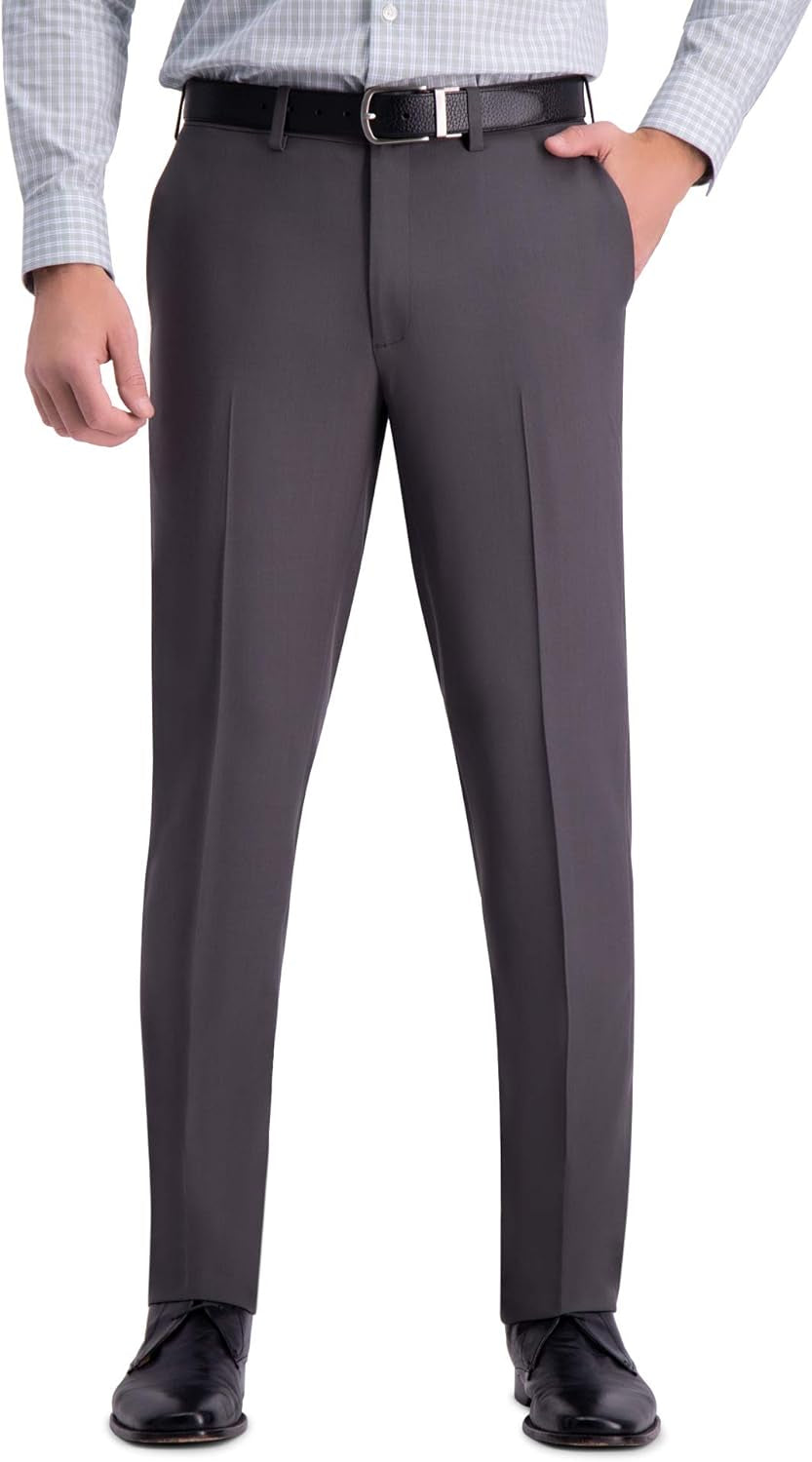 Men'S Premium Comfort Dress Slim Fit Flat Front Pant