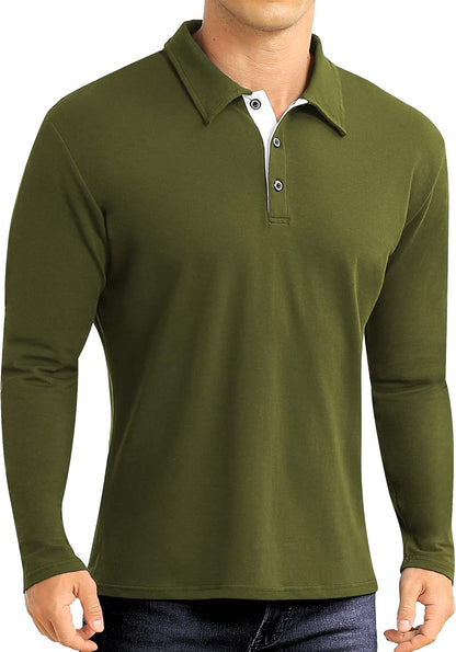 Mens Short&Long Sleeve Polo Shirt Casual Slim Fit Polo Tee Basic Designed Cotton Shirt for Man