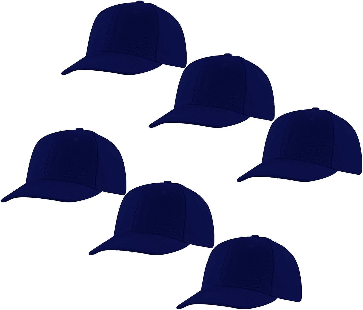 Baseball Cap, 6 Pack, Adjustable Strap, Classic Acrylic Hats, Outdoors Plain Colors