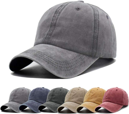 Men Women Baseball Cap Vintage Washed Distressed Hats Twill Plain Adjustable Dad-Hat