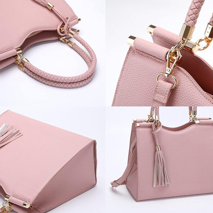 Women Purses and Handbags, Leather Crossbody Bags for Women, Shoulder Bag Satchel Bags with Tassel (Pink2)