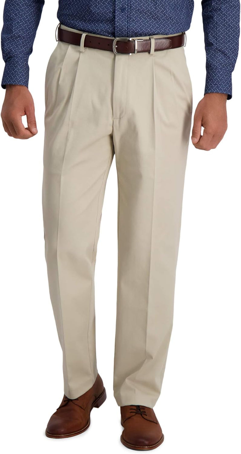 Men'S Iron Free Premium Khaki Classic Fit Pleat Front Expandable Waist Casual Pant (Regular and Big & Tall Sizes)