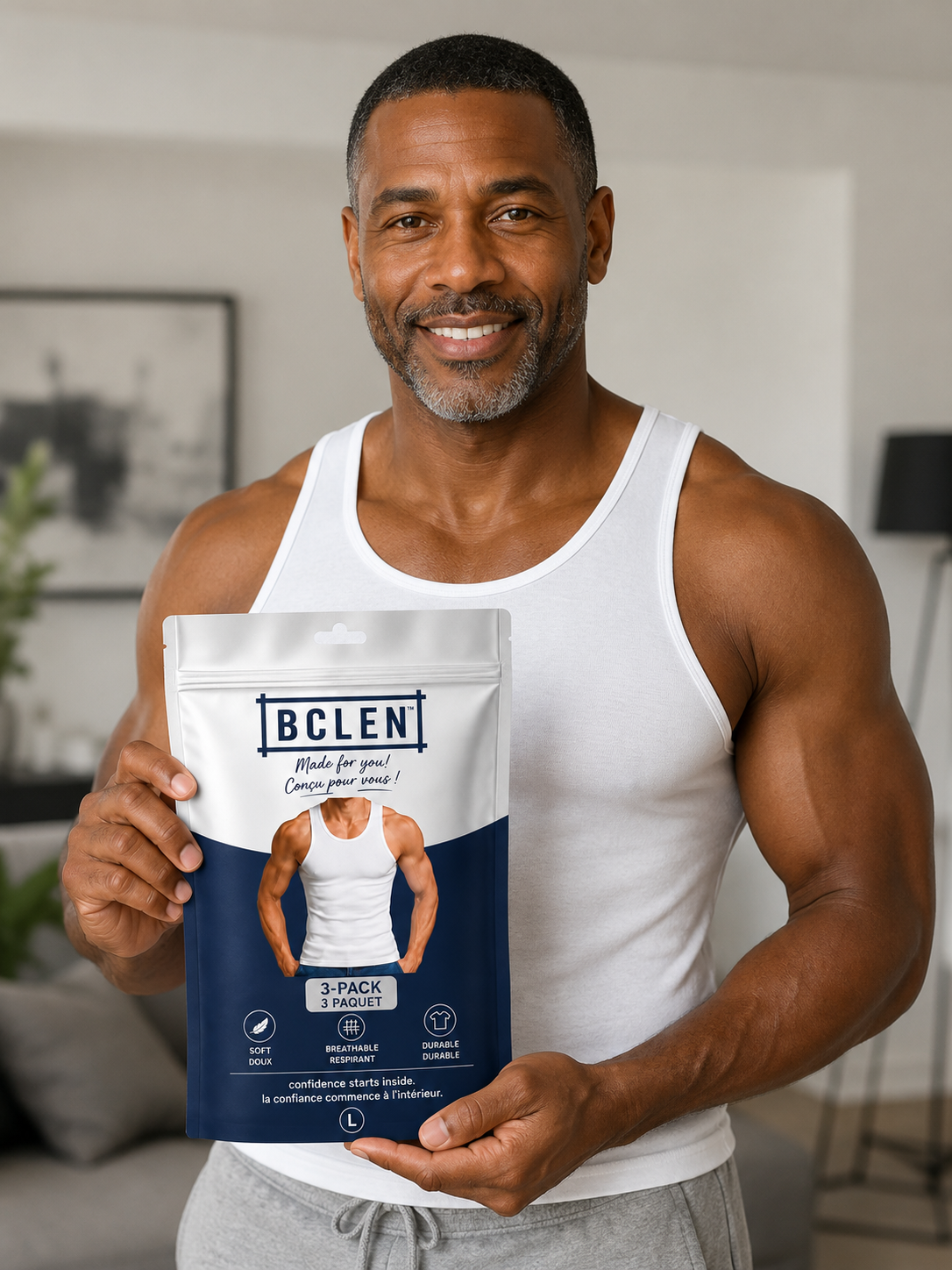 BCLEN Men's White Singlet product photo